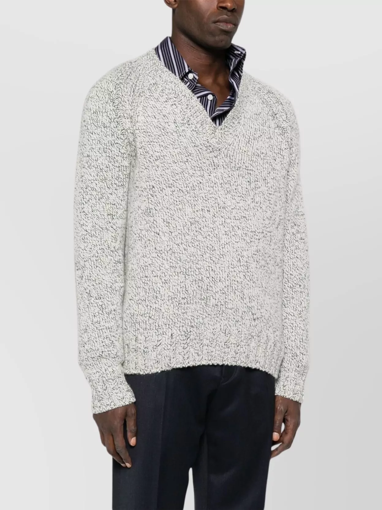Zegna Textured Knit V-Neck Long Sleeve Sweater
