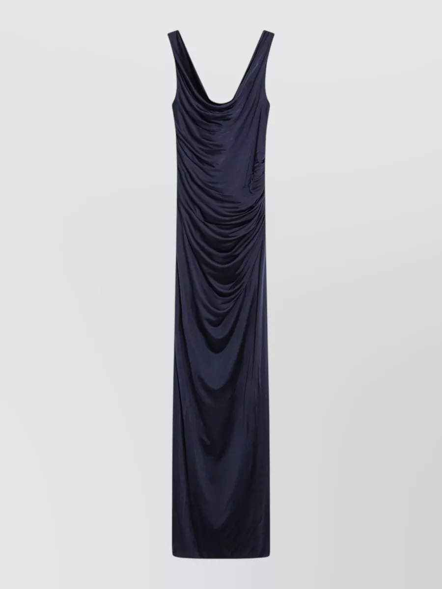 Versace viscose draped scoop neck maxi dress