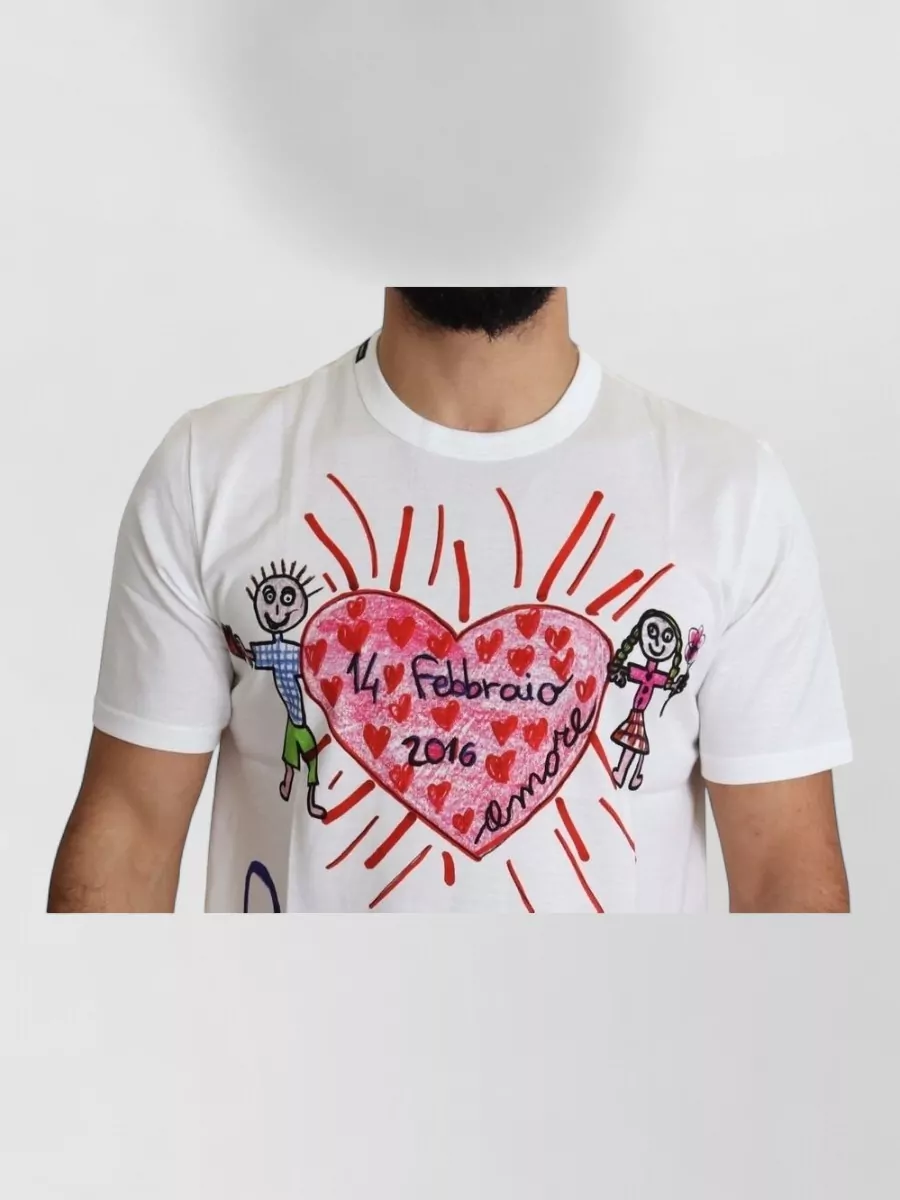 Dolce&Gabbana Cotton Heart Print Crew Neck T-Shirt