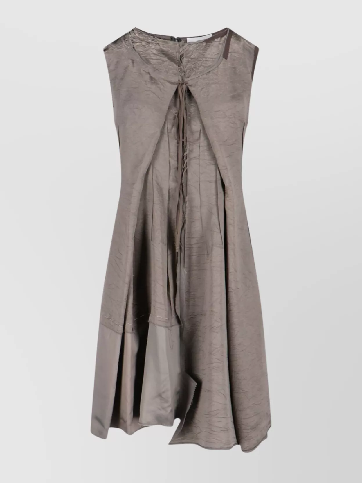 Maison Margiela Sleeveless Asymmetric Hem Textured Dress In Brown