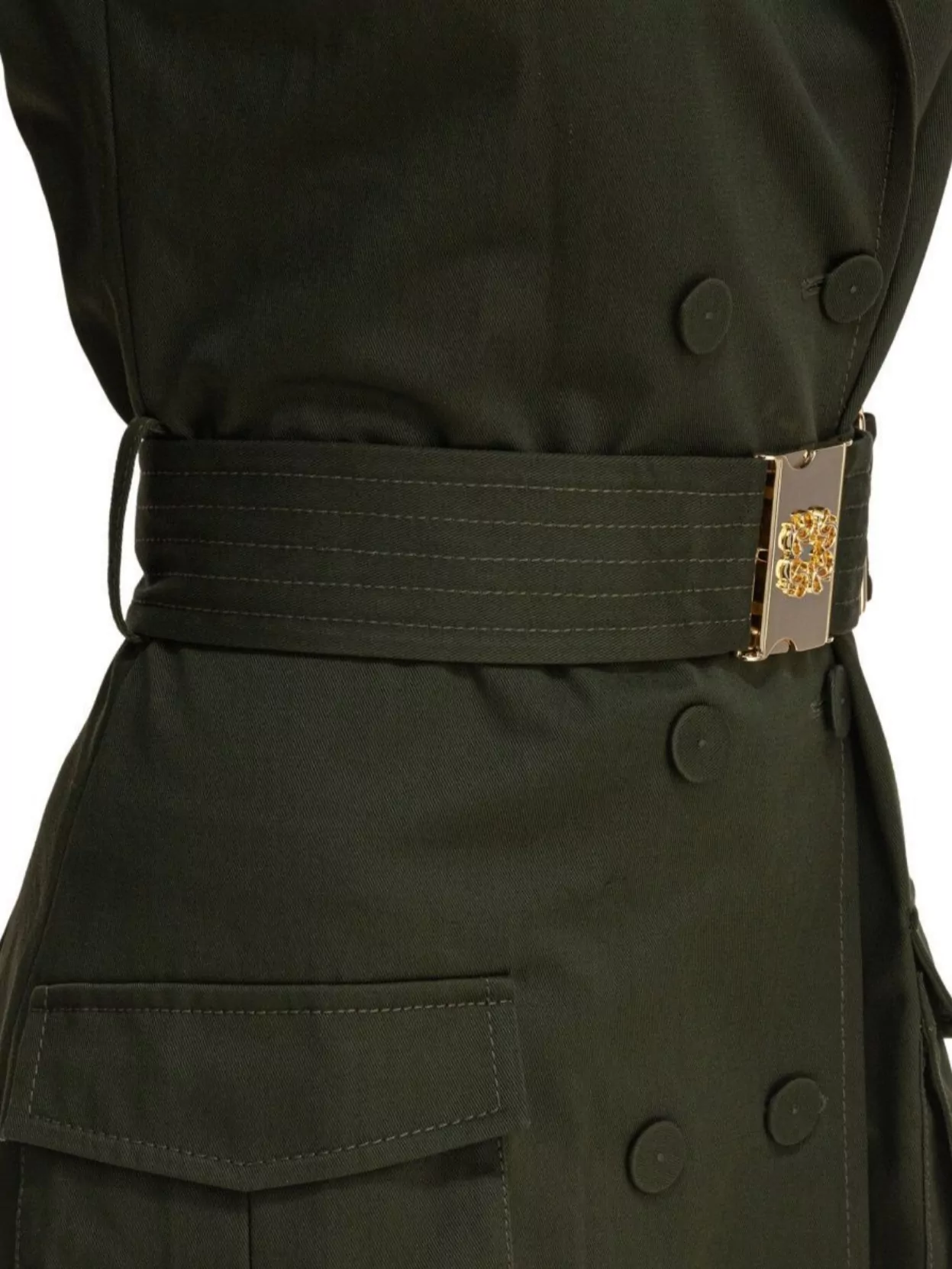 Elie Saab Gabardine Midi Dress Palm Shade40 Gabardine