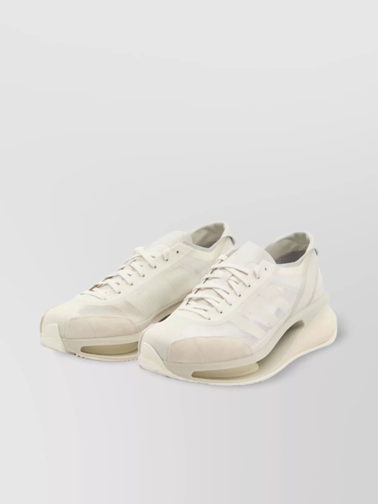 Y-3 Logo Mesh Chunky Sole Sneakers In Neutrals