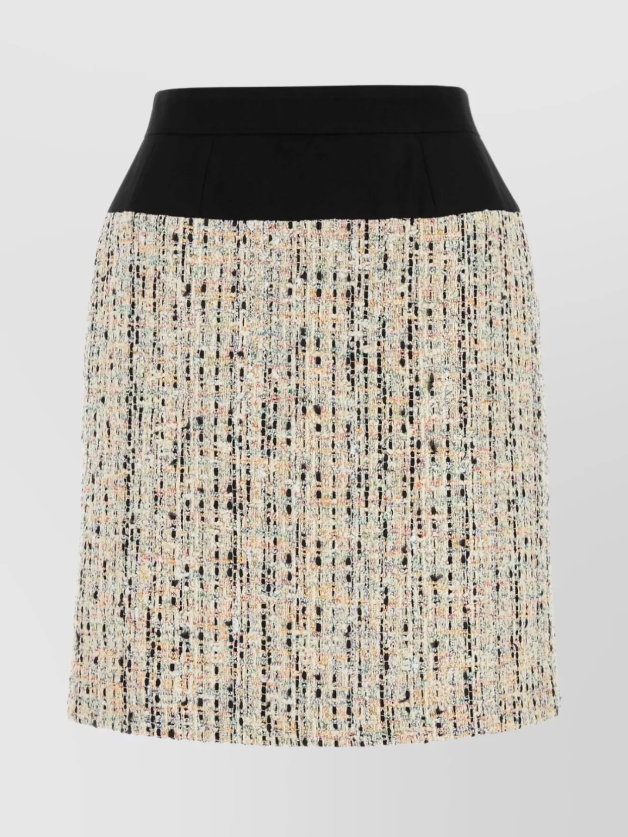 Shop Alexander Mcqueen Textured Tweed Skirt With Contrasting Waistband In Beige