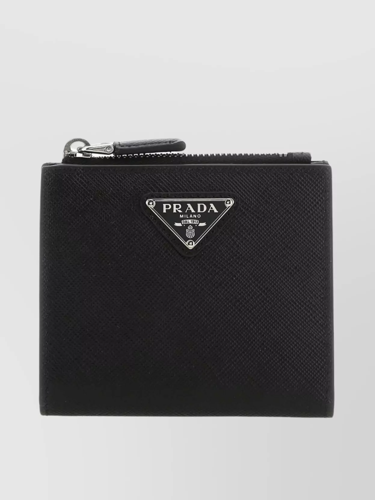 Shop Prada Chain Clip Textured Leather Wallet