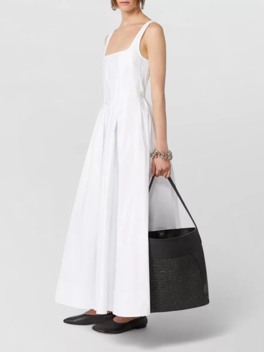 Sportmax Cotton Square Neck Short Sleeve Maxi Dress