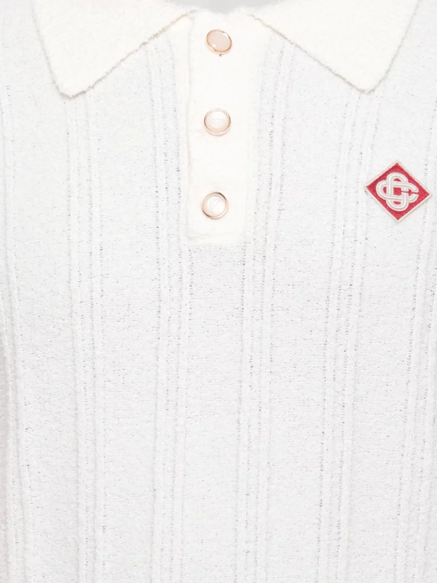 Casablanca Bouclé Cotton Polo Sweater
