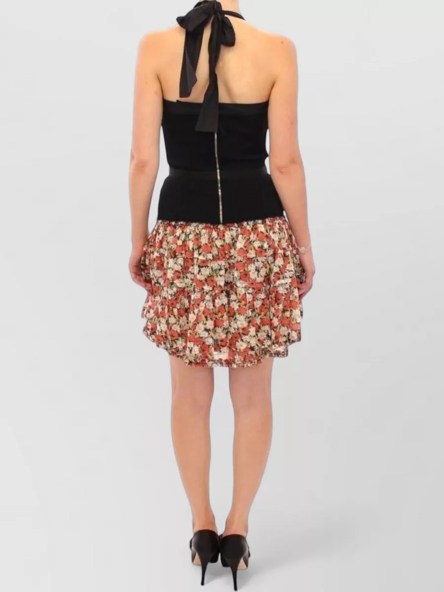 Dolce&Gabbana Silk-Blend Floral-Print Halterneck Mini Dress