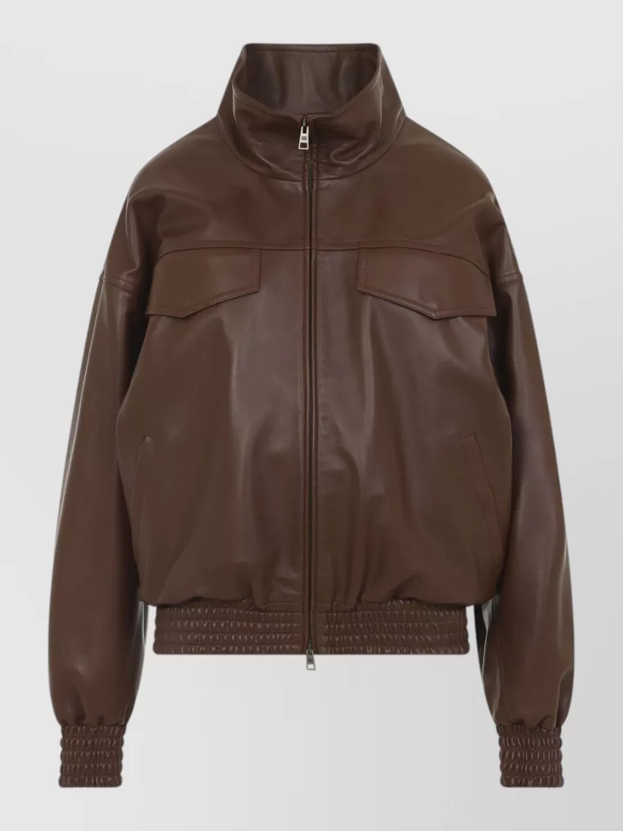 Balenciaga Leather high collar relaxed-fit blouson jacket