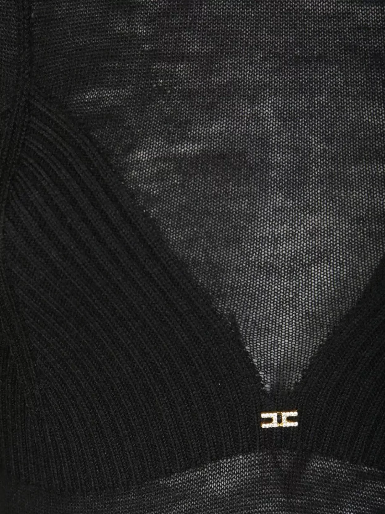 Elisabetta Franchi Knit Midi Dress Long Sleeves In Black