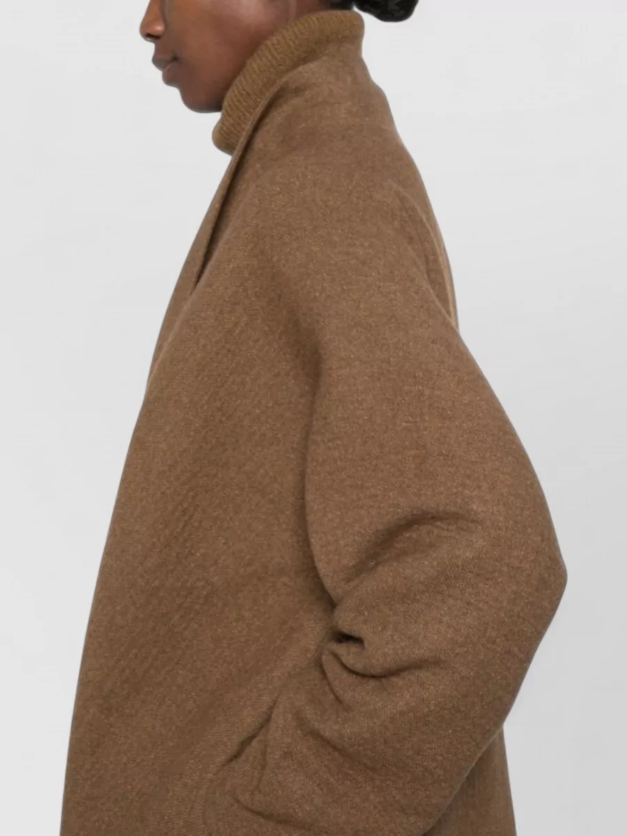 Cortana Wool Blend Felted Shawl Collar Long-Sleeve Coat