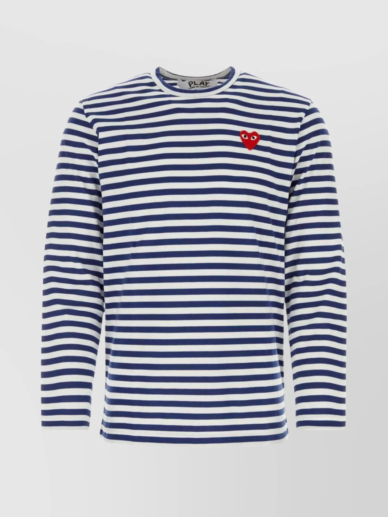 Shop Comme Des Garçons Play Crew Neck Striped Long Sleeves T-shirt