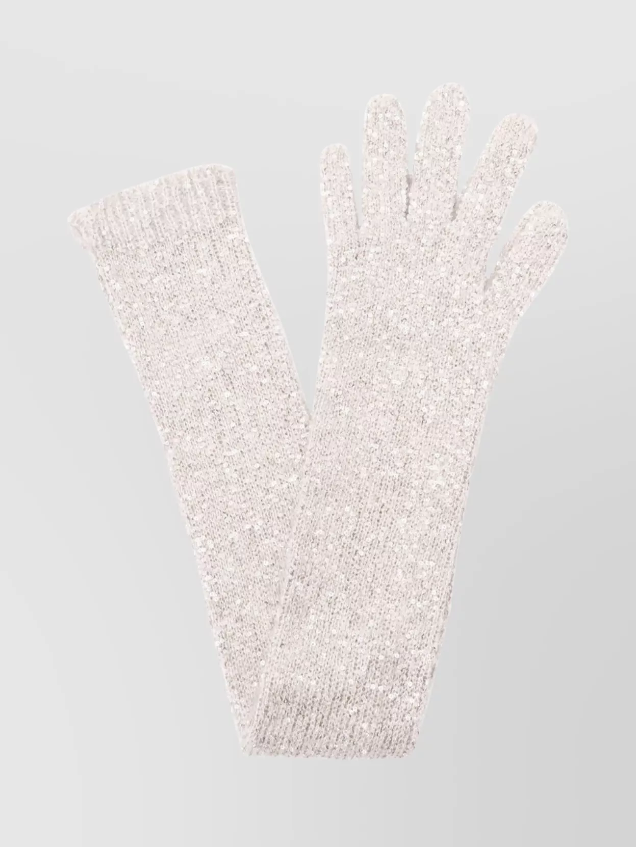 Brunello Cucinelli Knit Texture Long Gloves With Sequin Embellishment