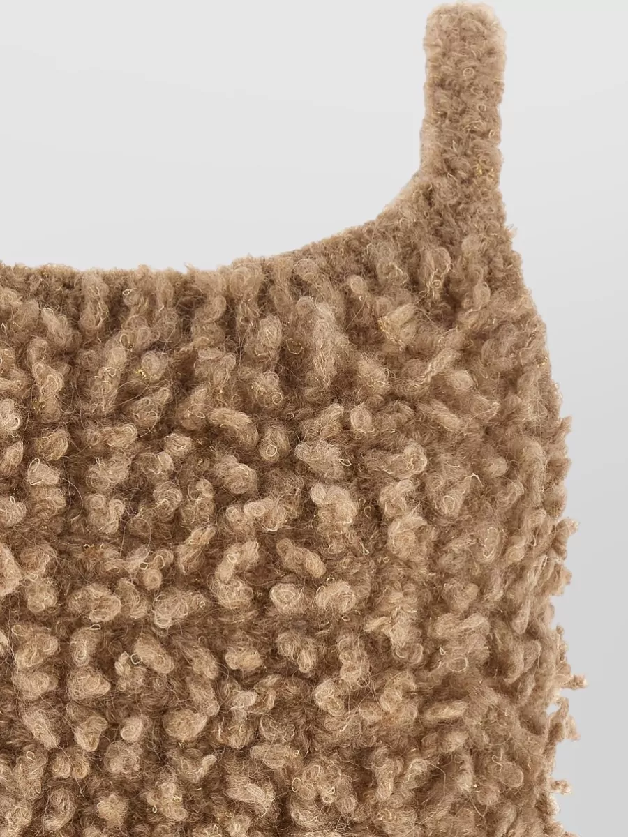 Peserico Bouclé Cropped Square-Neck Knitted Top