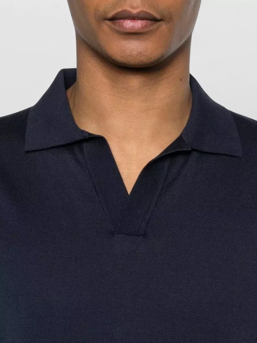 Lardini Ribbed Knit Short-Sleeve Polo Shirt