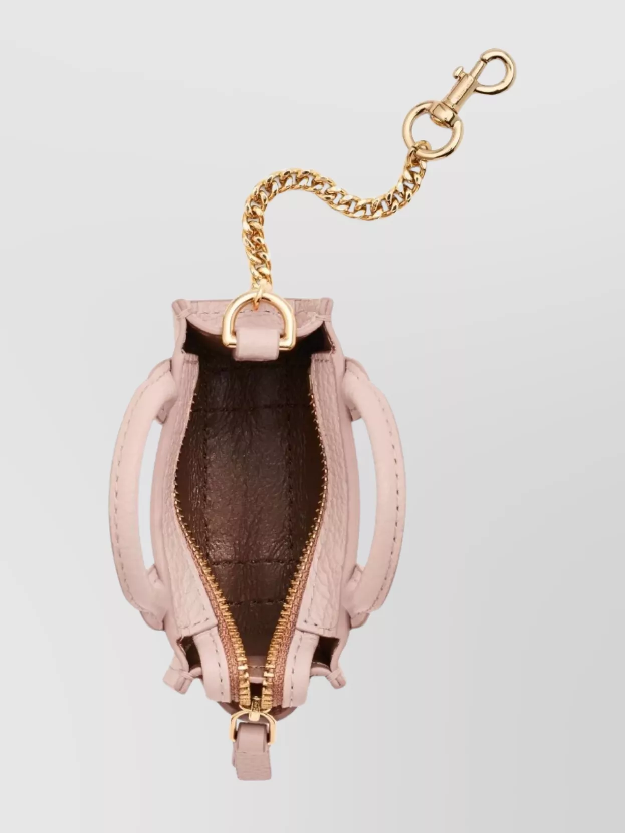 Marc Jacobs The Miniature Leather Chain Keychain In Neutrals