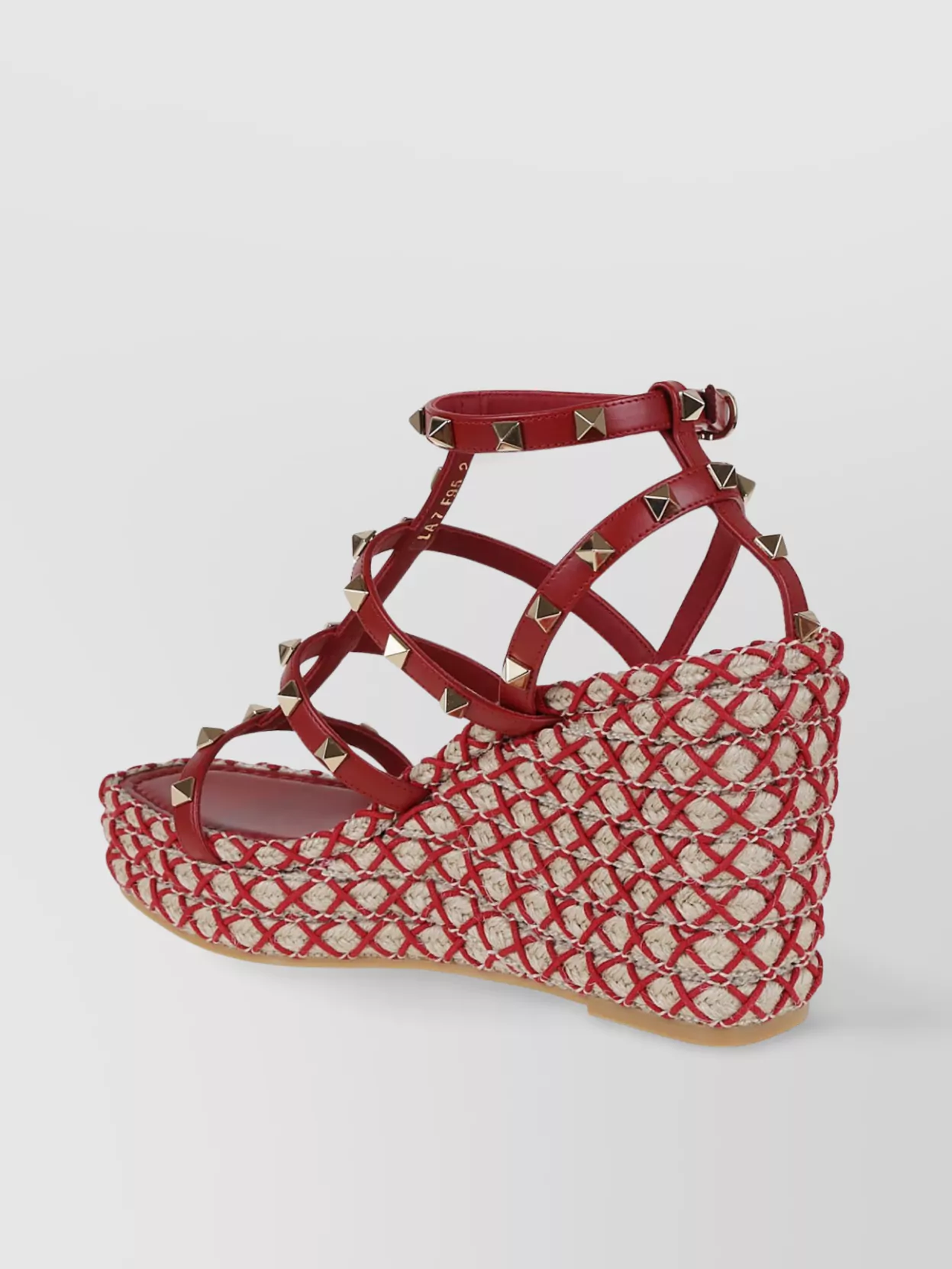 Valentino 95mm Studded Cage Heeled Espadrilles In Red