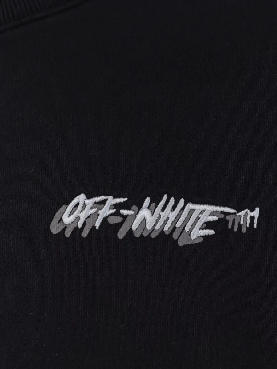 Off-White Cotton Logo-Embroidered Crew-Neck Sweatshirt