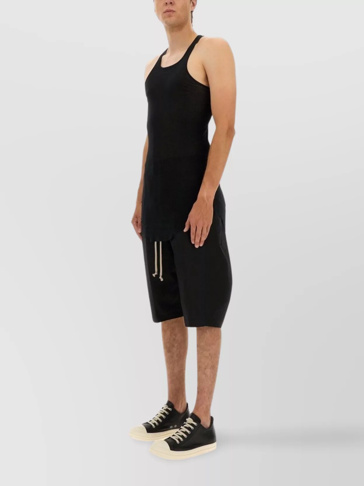 Rick Owens Drawstring Knee Length Shorts With Button Detailing