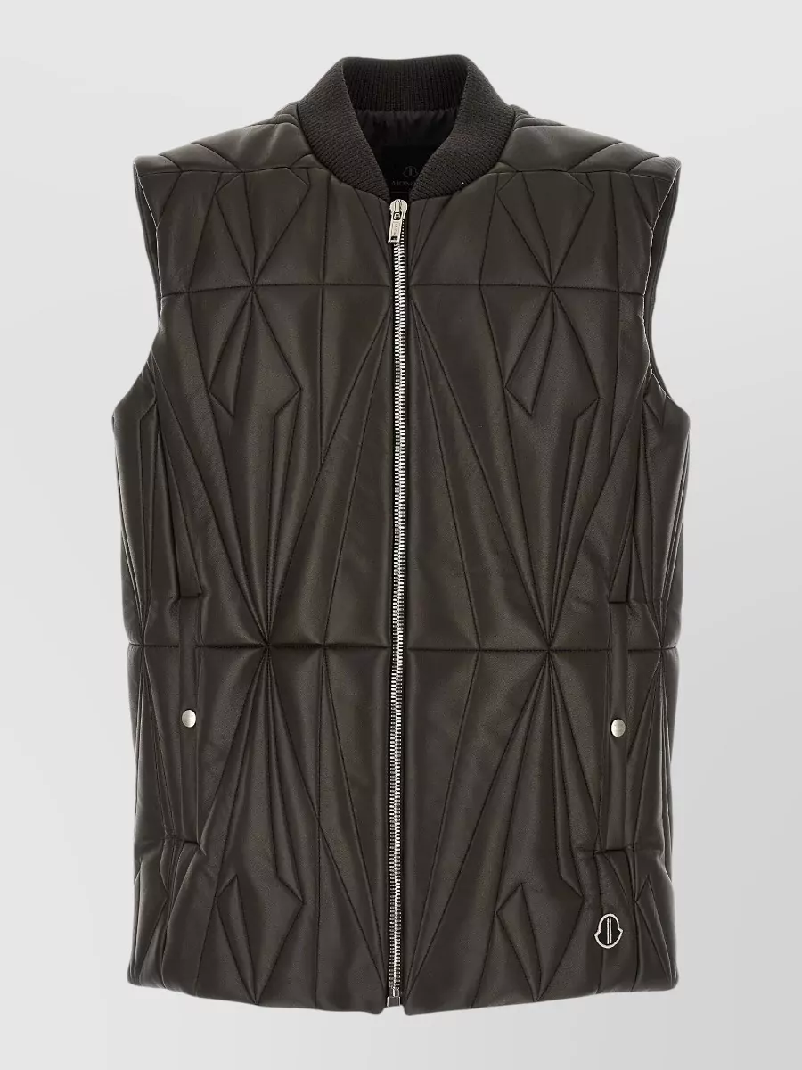 Rick Owens Leather quilted high neck vest