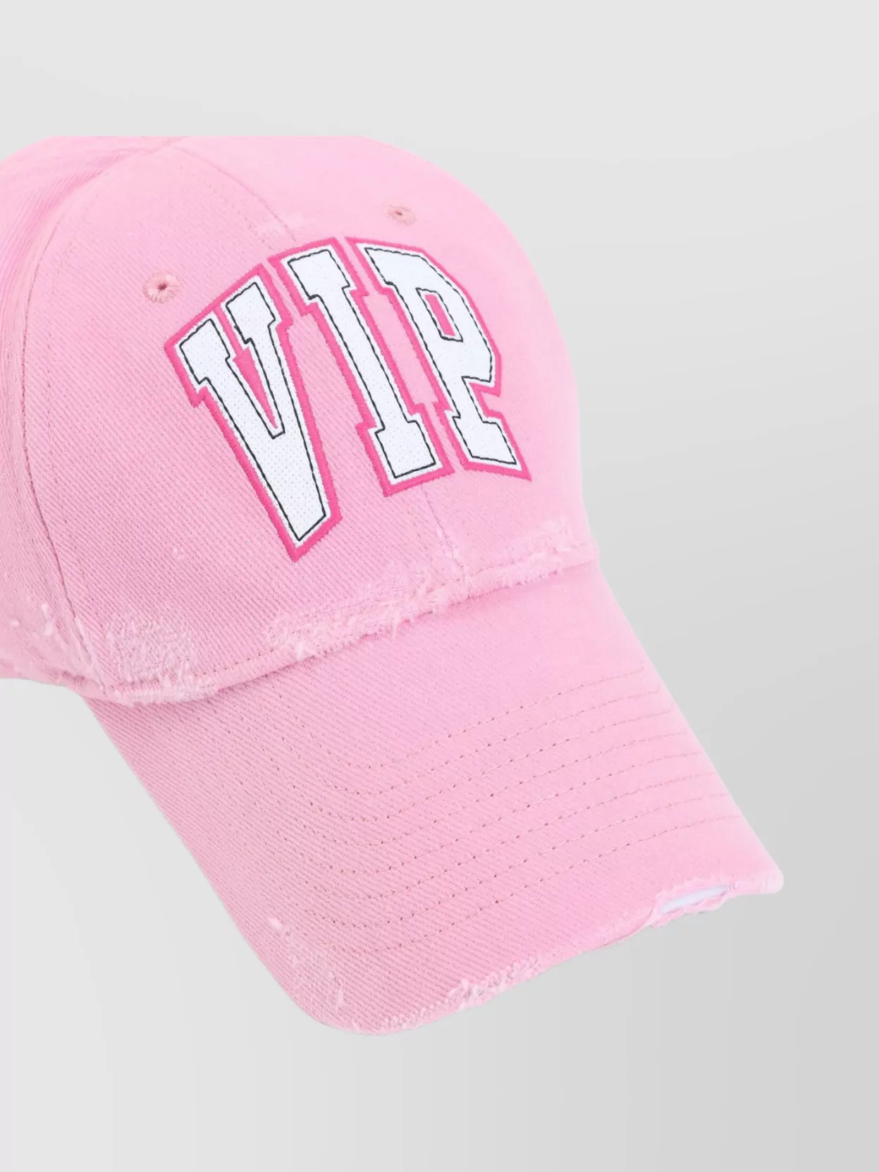 Balenciaga Distressed Cotton Visor Hat With Curved Brim