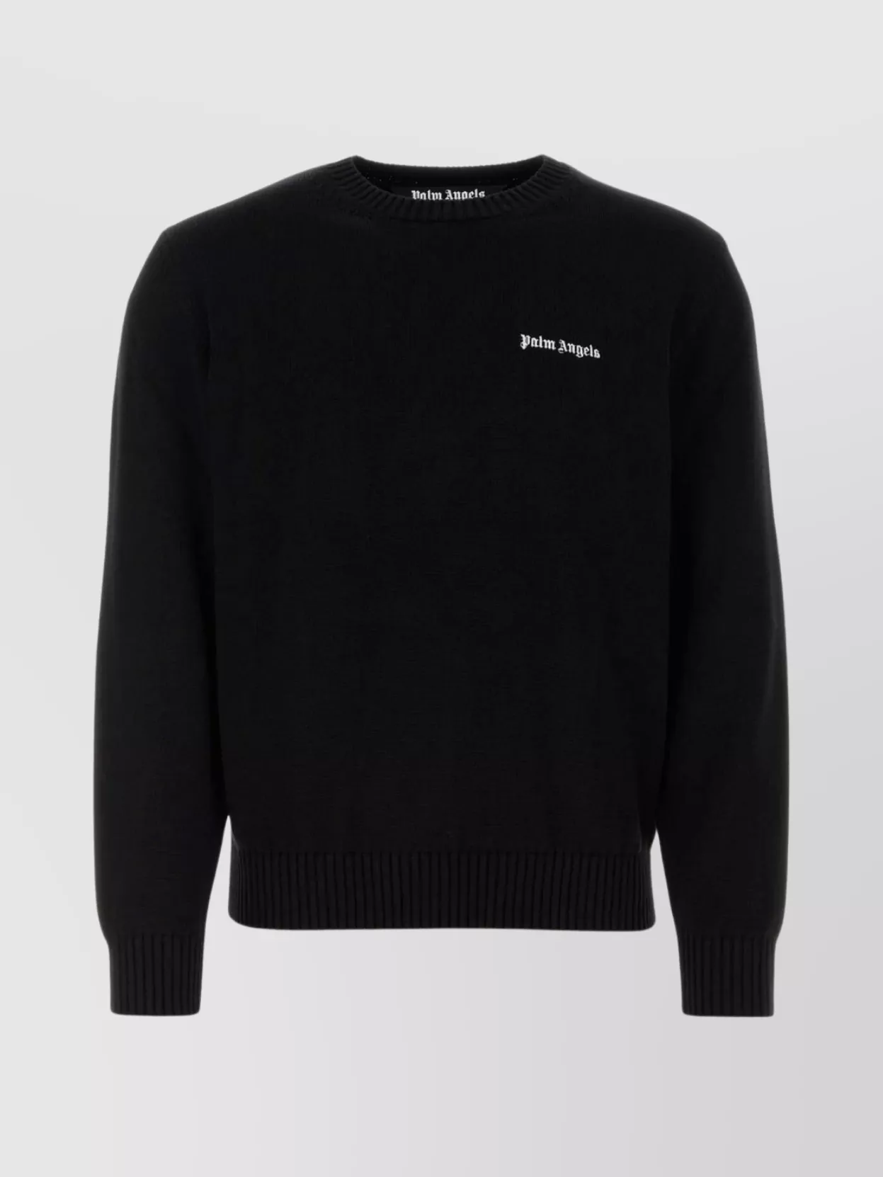 Shop Palm Angels Crew Neck Sweater With Ribbed Hem And Cuffs