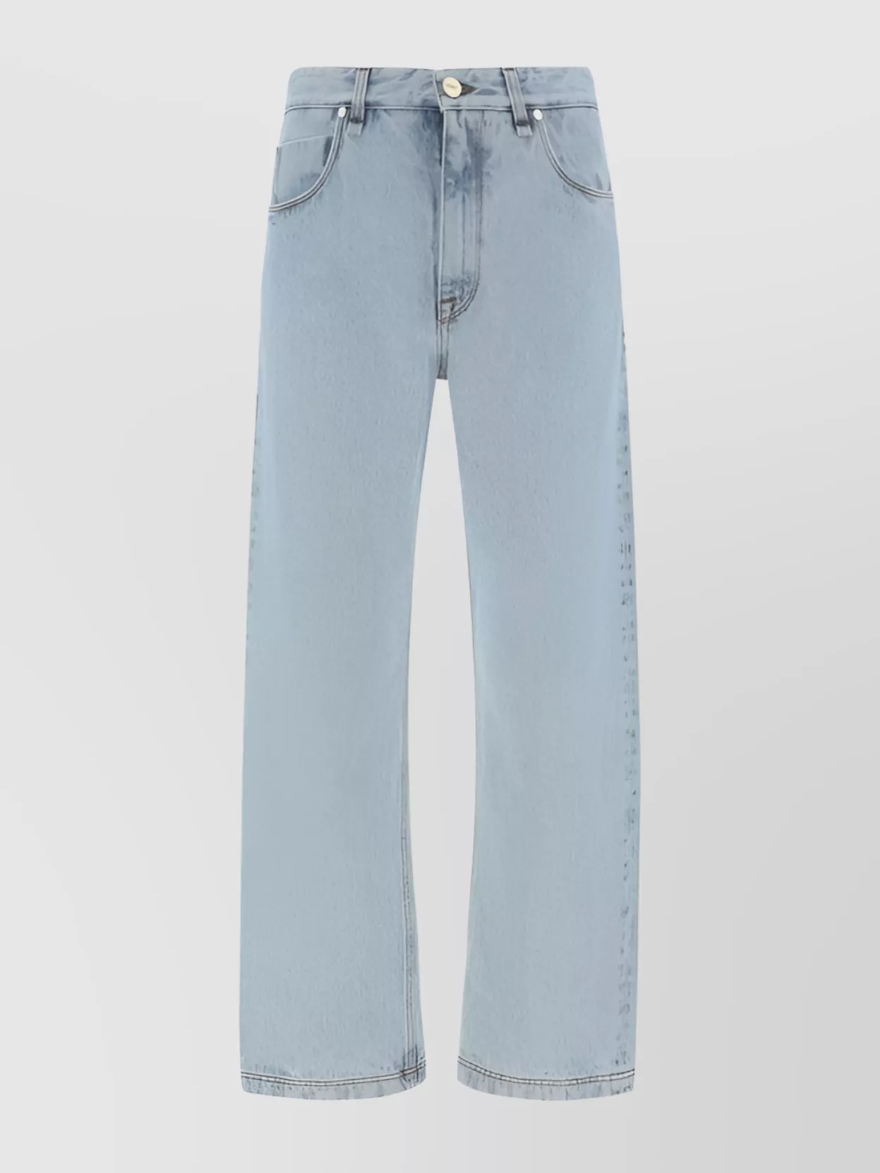 Fendi Straight Cotton Jeans With Contrast Pocket Design In Blue