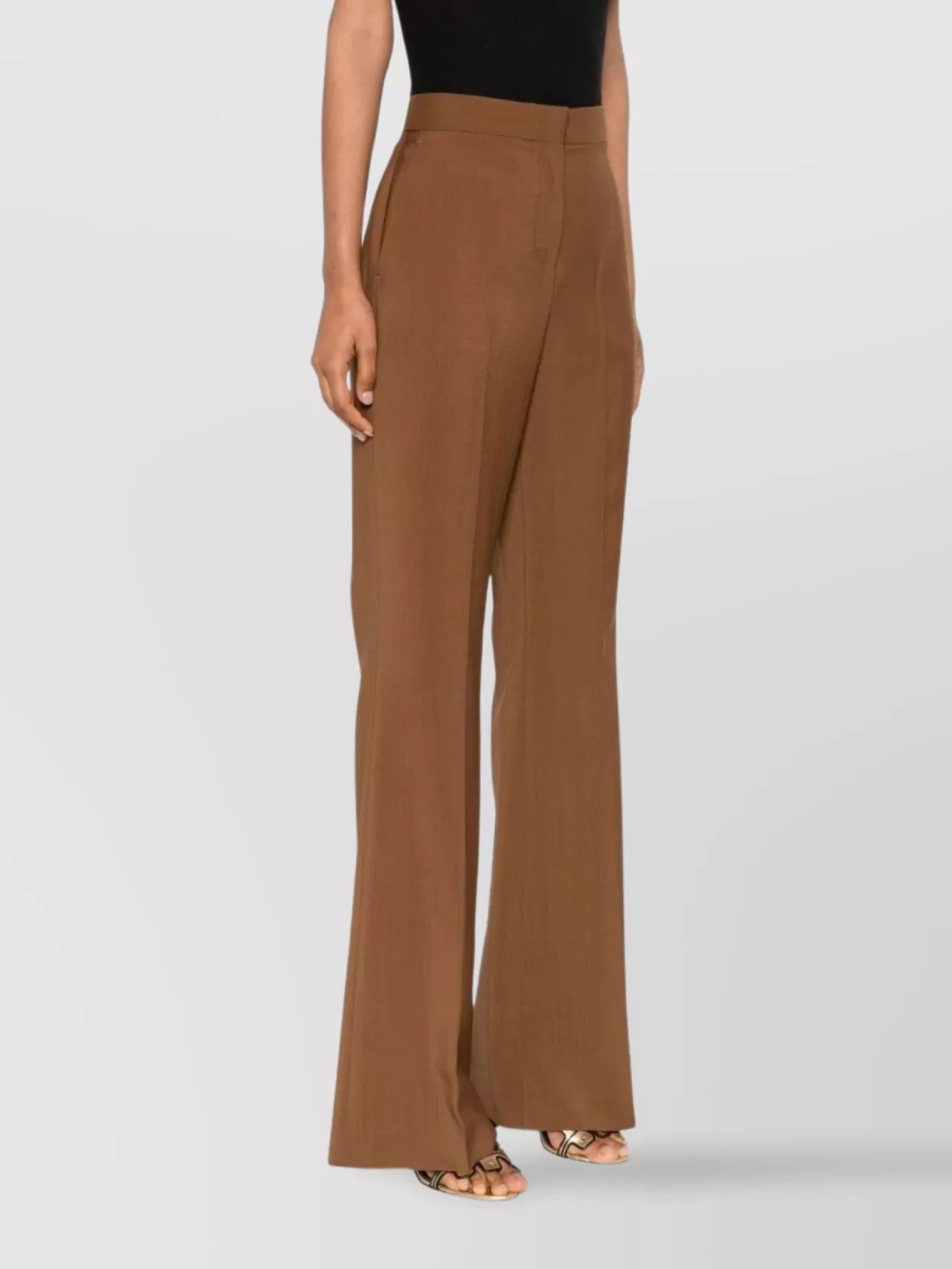 Fendi High-Waisted Flared Leg Wool Trousers
