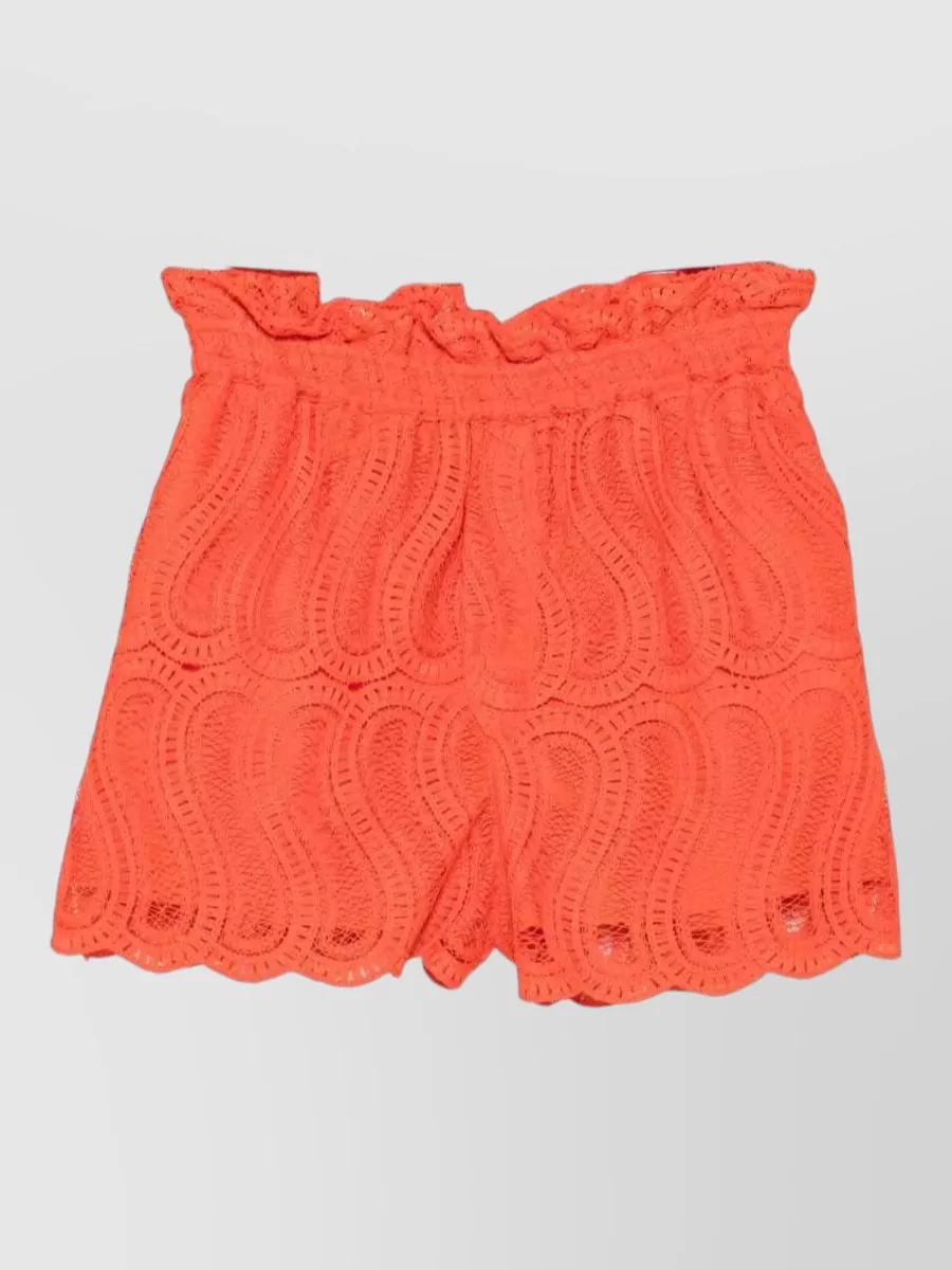 Raquel Diniz Guipure Lace Ruffle Shorts