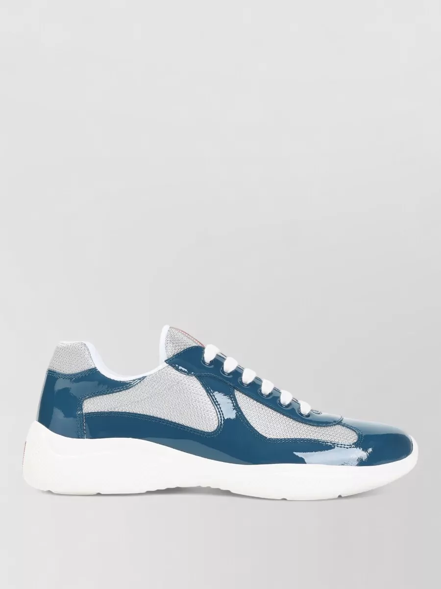 Prada leather and fabric low-top sneakers