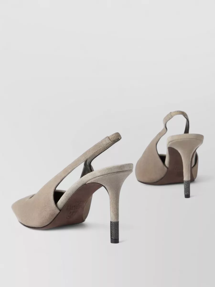 Brunello Cucinelli Suede Leather Slingback Pumps