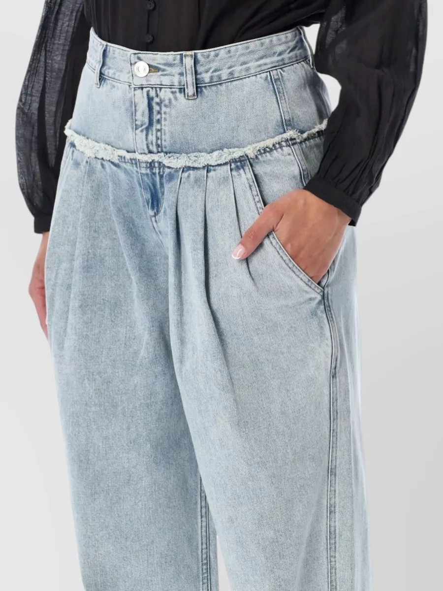 Isabel Marant Etoile Denim Pleated Wide-Leg Jeans
