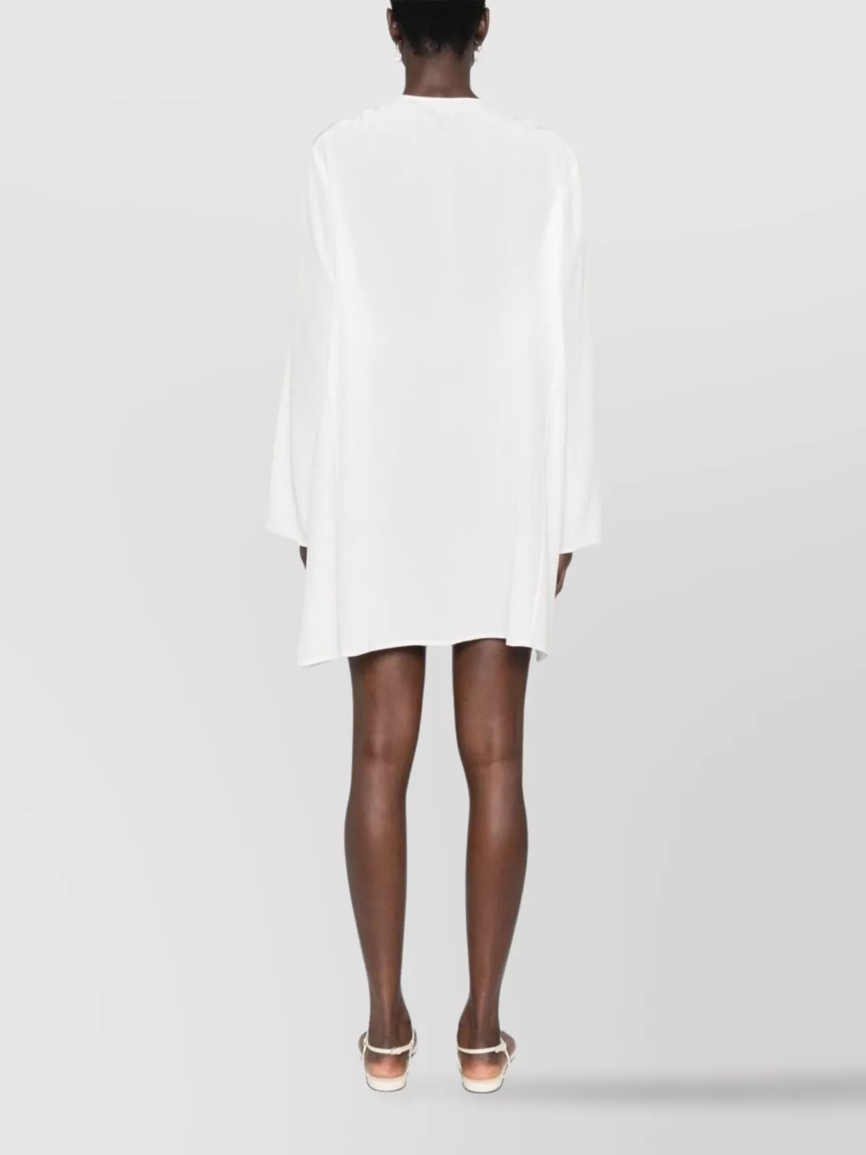 ERMANNO SCERVINO SILK KAFTAN WITH EMBROIDERED DESIGN AND ASYMMETRICAL HEM