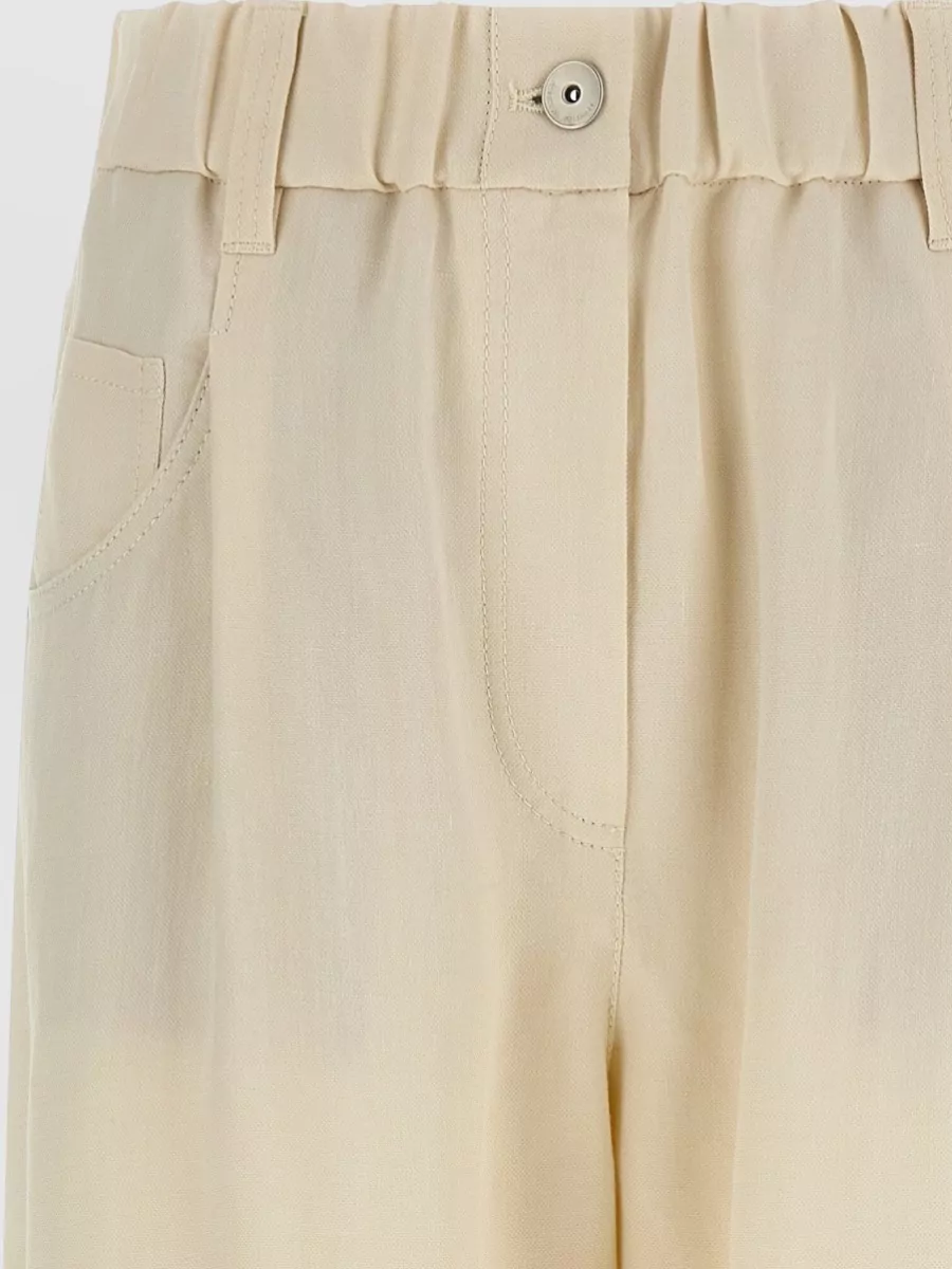 Brunello Cucinelli Linen Straight-Leg Cropped Trousers