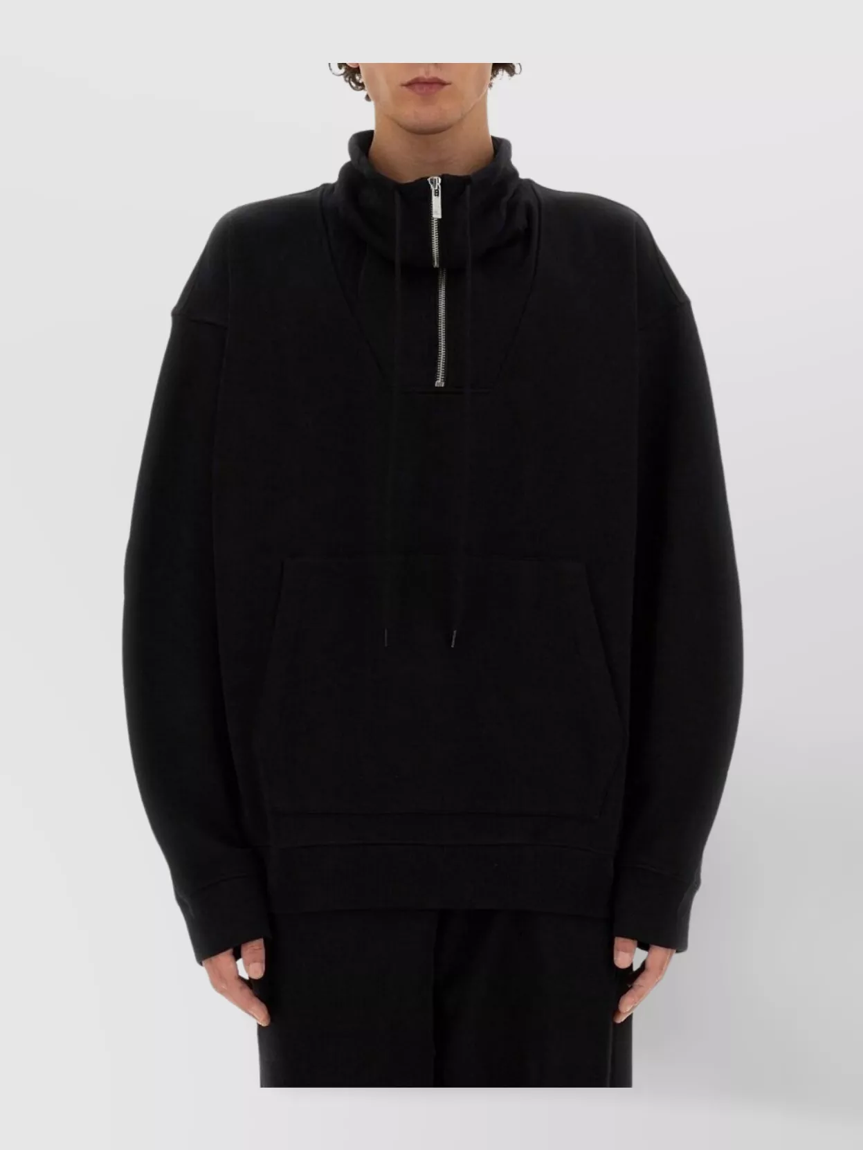 Helmut Lang High Collar Kangaroo Pocket Oversized Fit Ribbed Cuffs