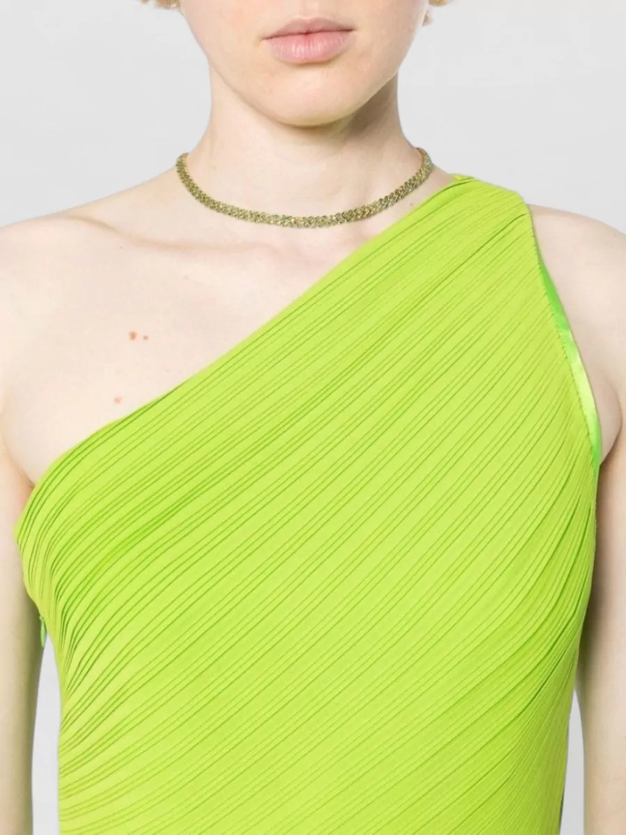 Solace London Pleated One-Shoulder Sleeveless Maxi Dress