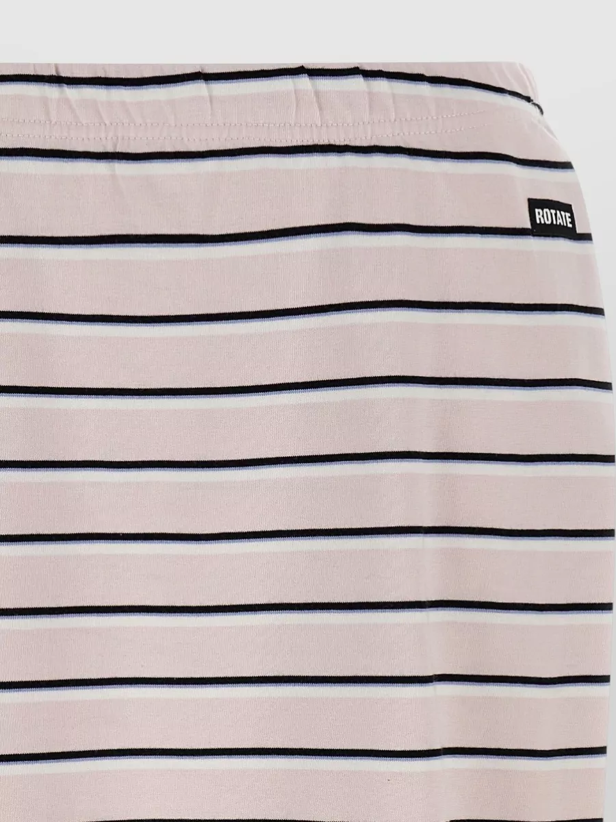 Rotate Birger Christensen Jersey Midi Skirt Horizontal Stripes Waistband