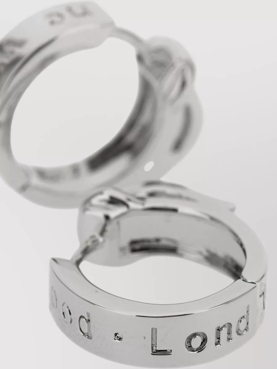 Vivienne Westwood Bobby Hoop Earrings Engraved Metallic Design