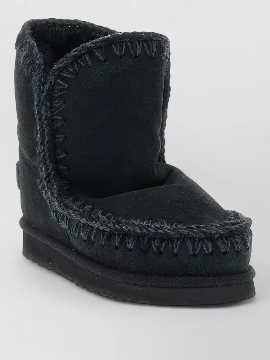 Mou sheepskin leather glitter ankle boots