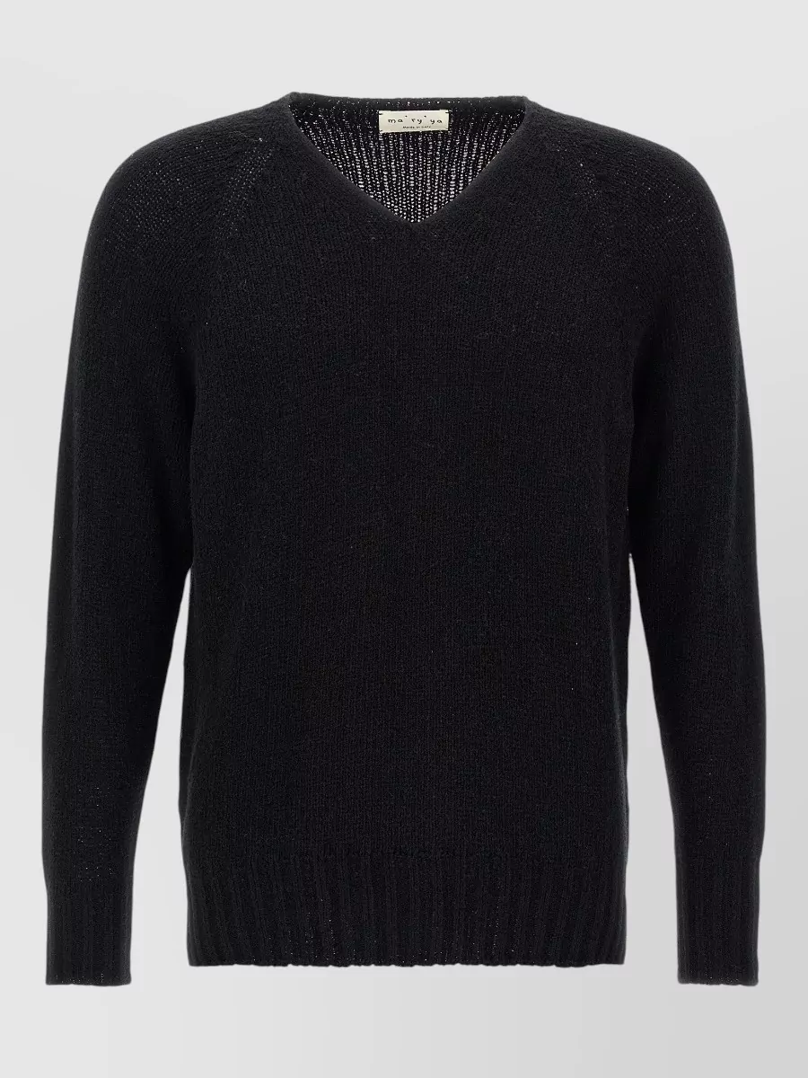 Ma'ry'ya bouclé v-neck long-sleeve sweater
