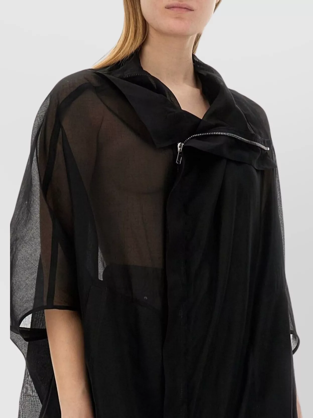 Rick Owens Asymmetric Zip Sheer Sail Jacket