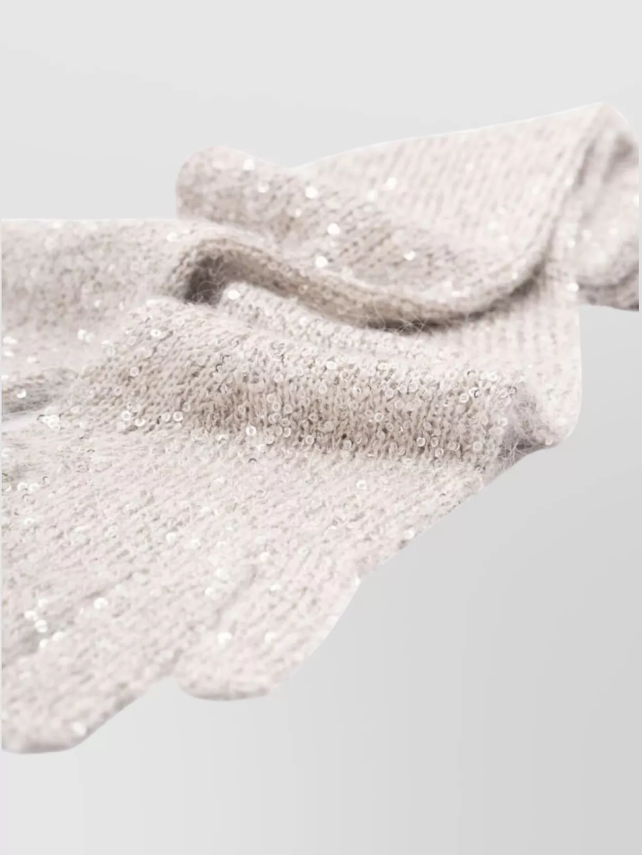 Brunello Cucinelli Knit Texture Long Gloves With Sequin Embellishment