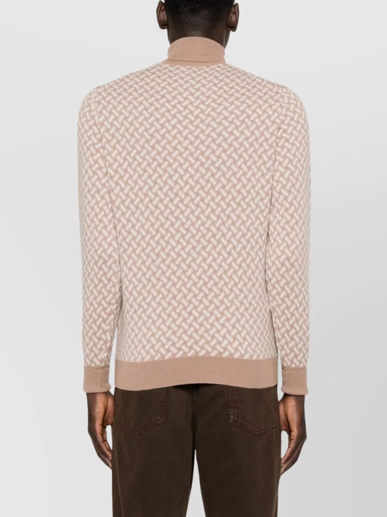 Drumohr Geometric Pattern Turtleneck Sweater With Ribbed Trim