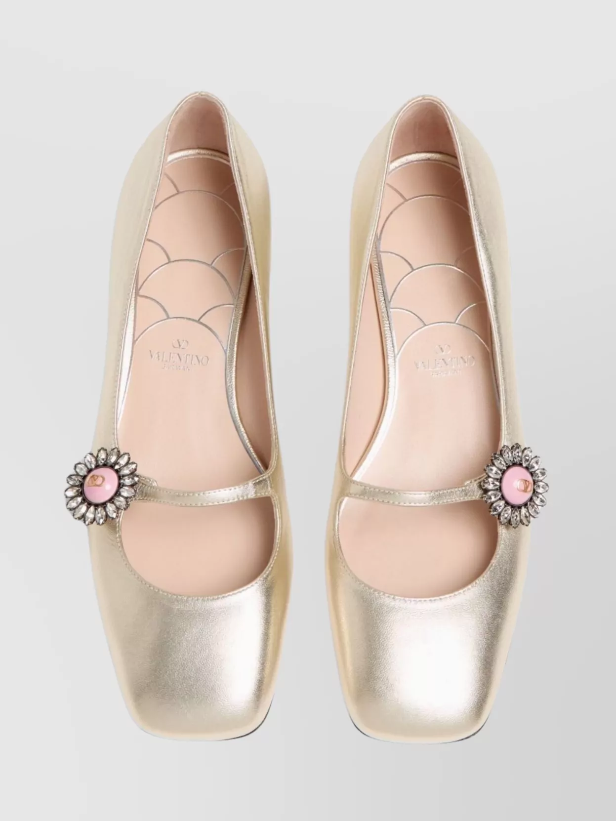 Valentino Mary Jane Metallic Leather Ballet Flats