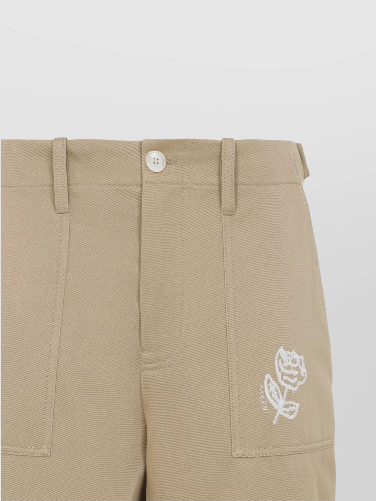 Marni Wide Leg High-Rise Cotton Trousers