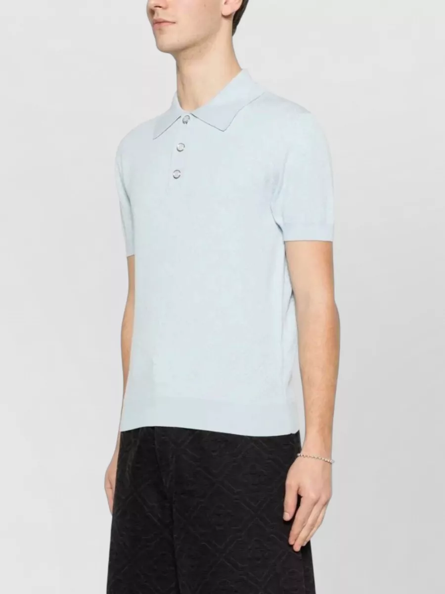 Casablanca Pointelle Knit Short Sleeve Polo Shirt