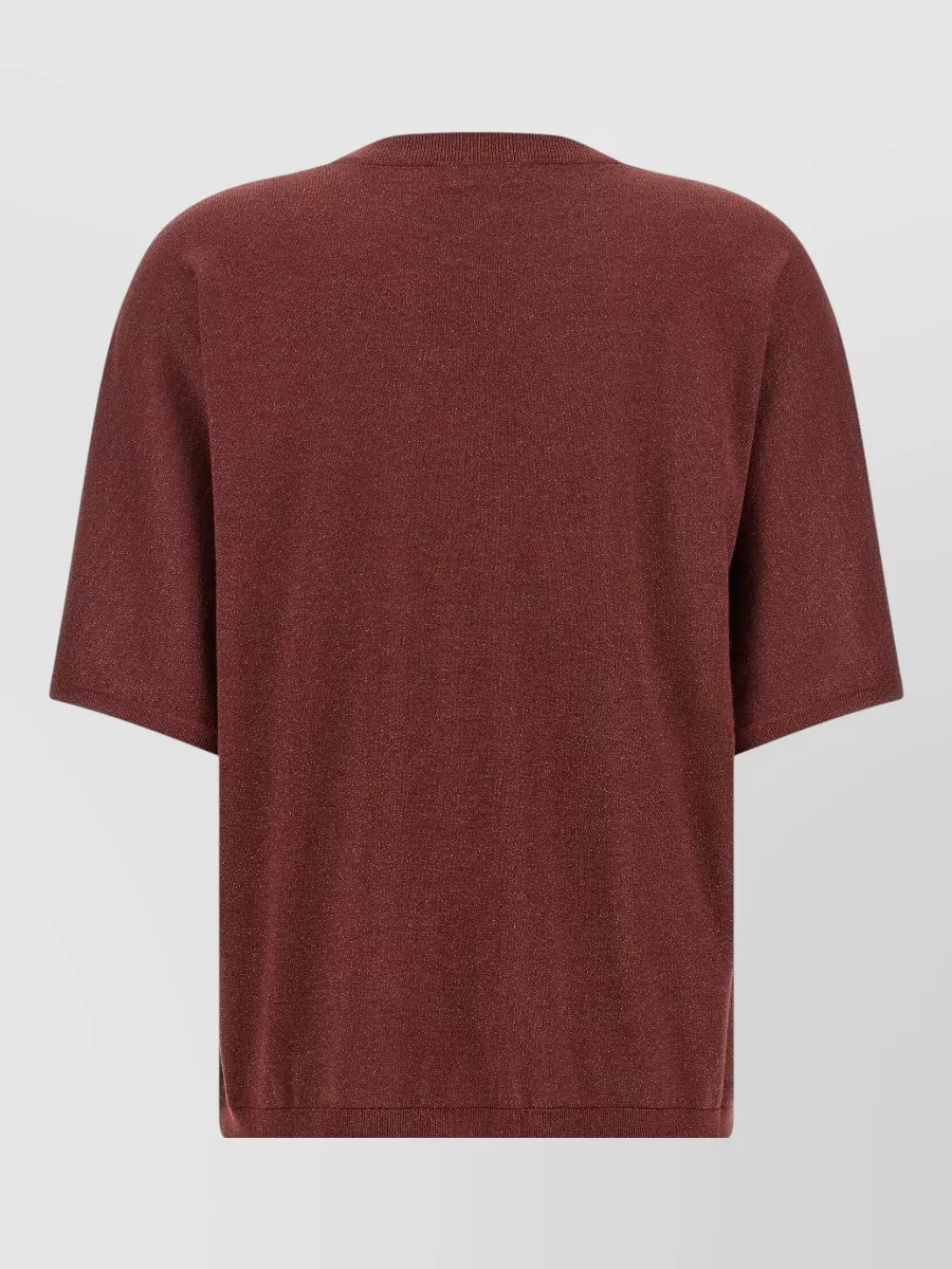 Brunello Cucinelli Cashmere Silk Fine-Knit Crew-Neck Short-Sleeve Sweater