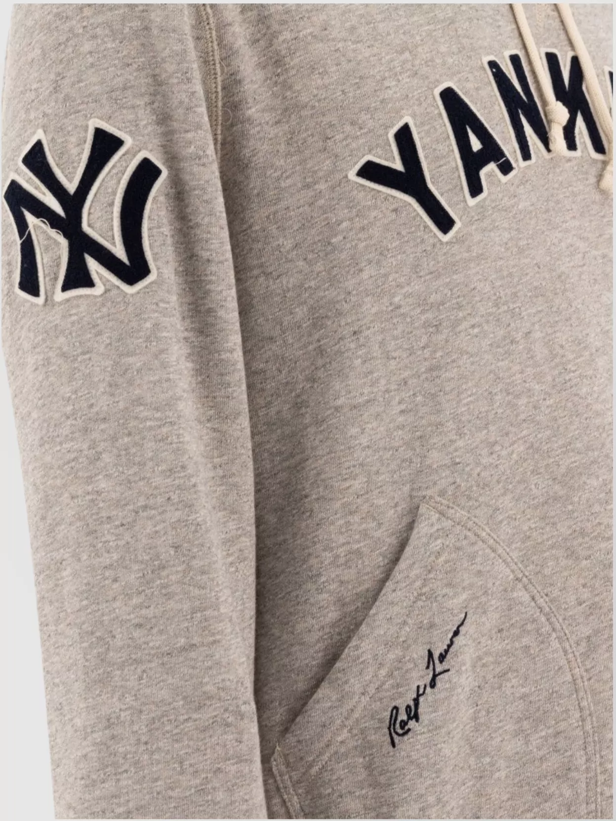 Polo Ralph Lauren "yankees" Drawstring Hood Kangaroo Pocket Hoodie In Pink