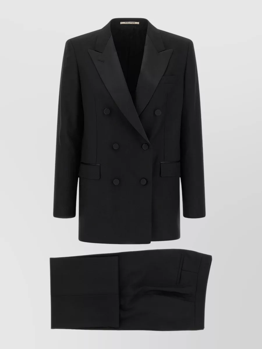 Tagliatore Virgin wool jasmine oversized double-breasted tuxedo trouser suit
