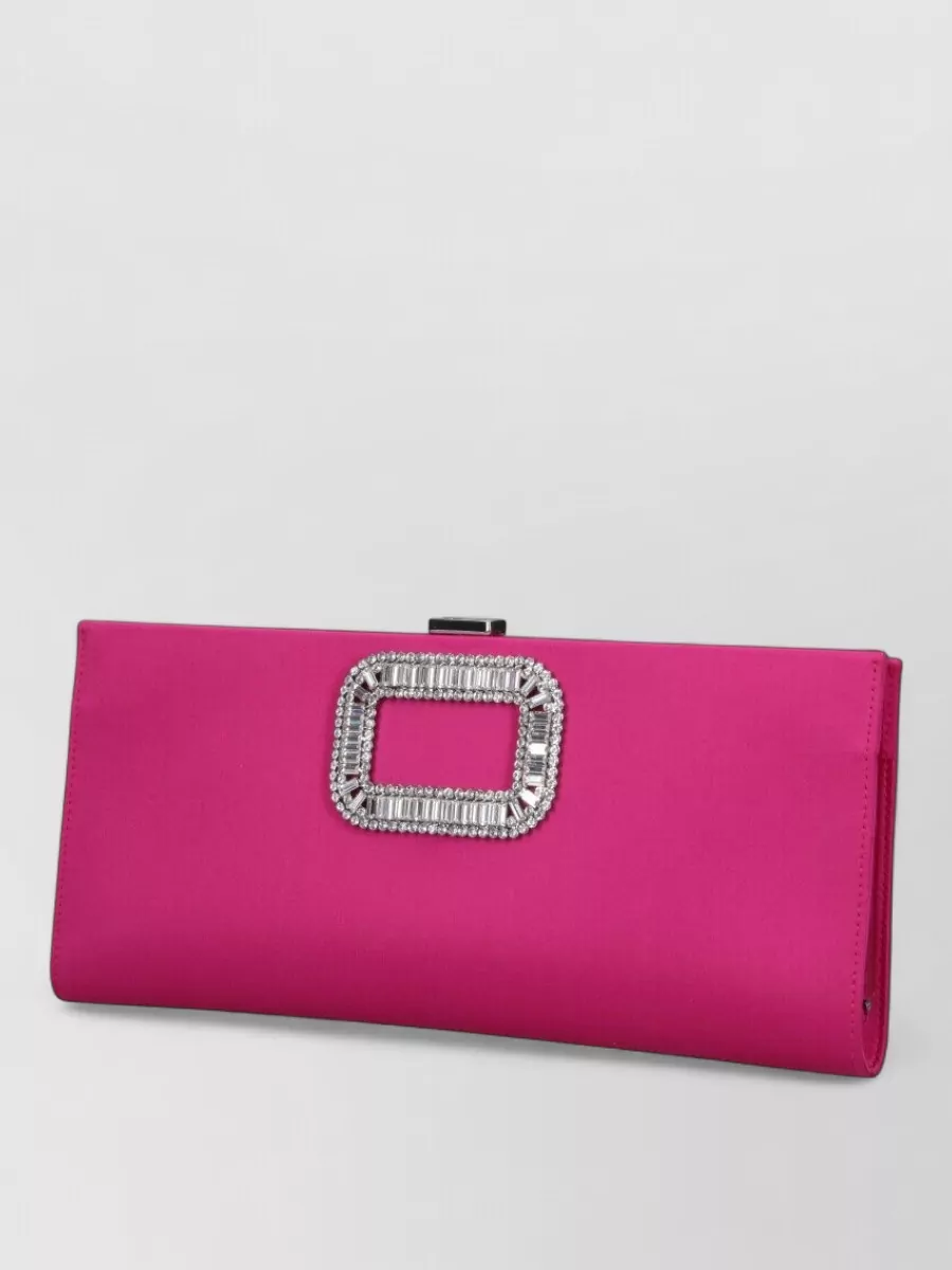Roger Vivier Clutch Bag Satin Finish Embellished Detail
