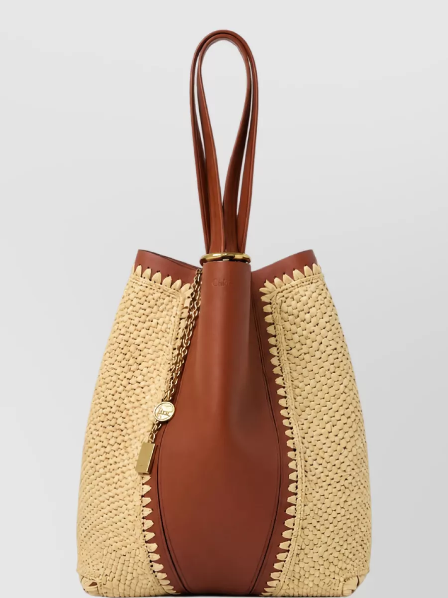 Chloé Alphabet Raffia Leather Beach Bag